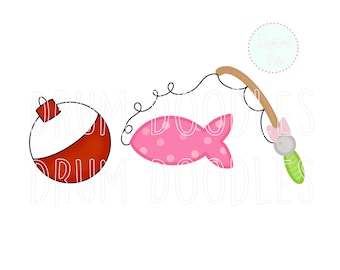 Girl Fishing Trio Watercolor PNG - Heat Transfer, Sublimation (Digital Download)