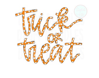 Truco o trato en acuarela PNG – Diseño de Halloween con letras a mano (Descarga digital)
