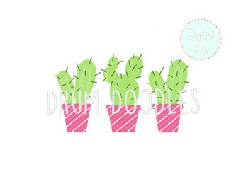 Watercolor Cactus PNG - Digital Clipart - Heat Transfer Design - Sublimation Design - Girls