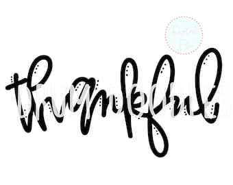 Immagine PNG con scritta "Thankful" (Gratitudine) - Design per trasferimento termico e sublimazione (Download digitale)