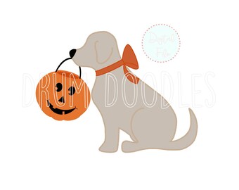 Cachorro de Halloween en acuarela PNG – Clip art de calabaza de Halloween (Descarga digital)