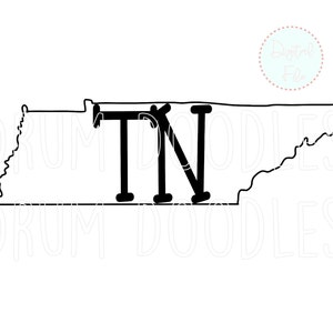 Tennessee State Outline PNG - TN PNG - Heat Transfer Design - Sublimation Design - Drum Doodles