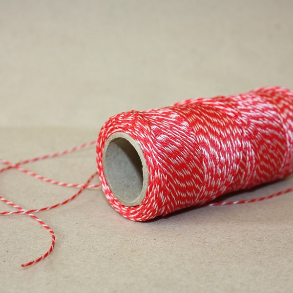 1 mm TWISTED RED and WHITE mix Cord = 1 Spool= 110 Yards = 100 Meters of Elegant Polypropylene Rope for Macrame Sewing Crocheting Thread