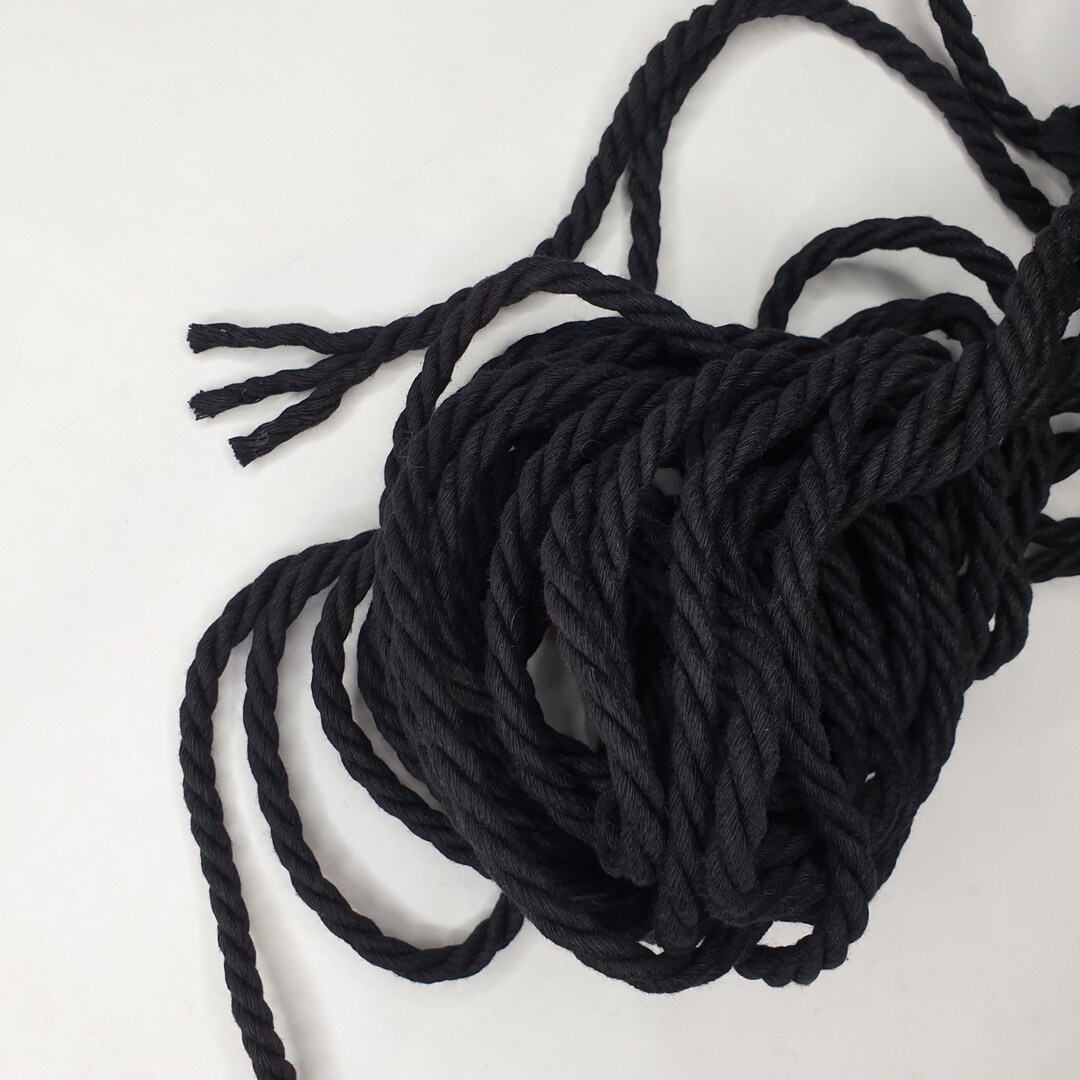 Simple Rope Black 6 Mm BLACK Cotton Rope = 18 Meters = 20 Yards of Natural Elegant 100 % ...