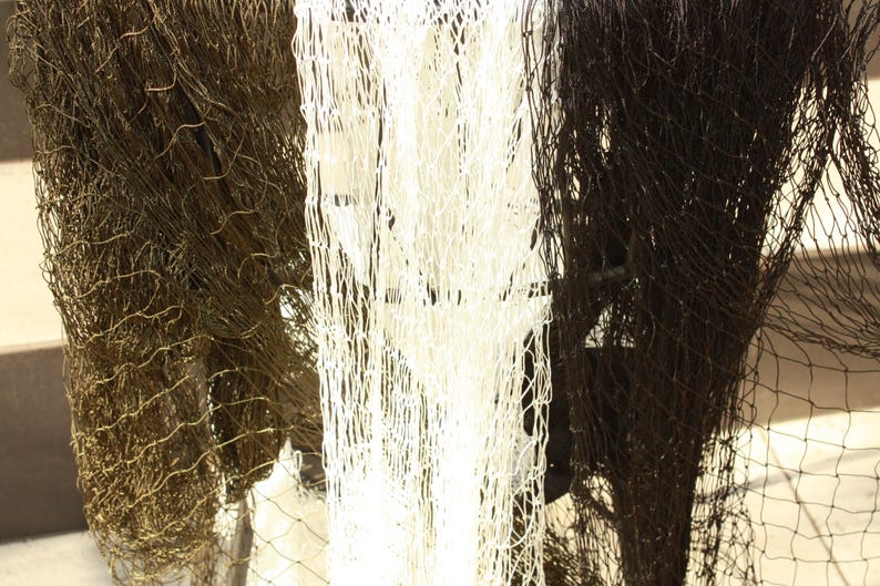 White SMALL piece Fish Net 1.37 x 4.60 Yard = 1.25 x 4.20 Meters Beach Decor Coastal Decor Beach Wedding Beach Parties Mermaid Fishing Net