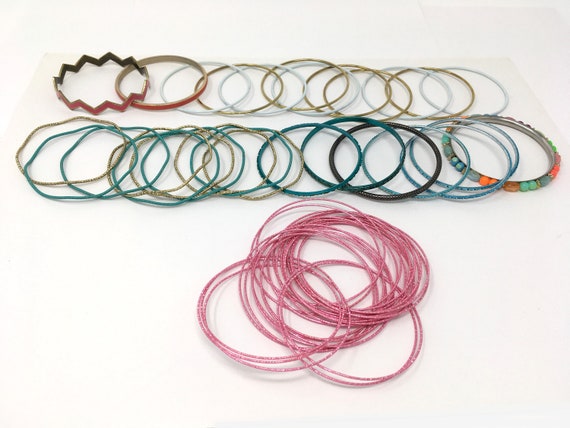 60 vintage to mod bangles, stackable bracelet lot… - image 7
