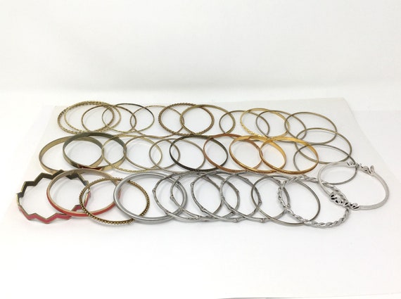 60 vintage to mod bangles, stackable bracelet lot… - image 8