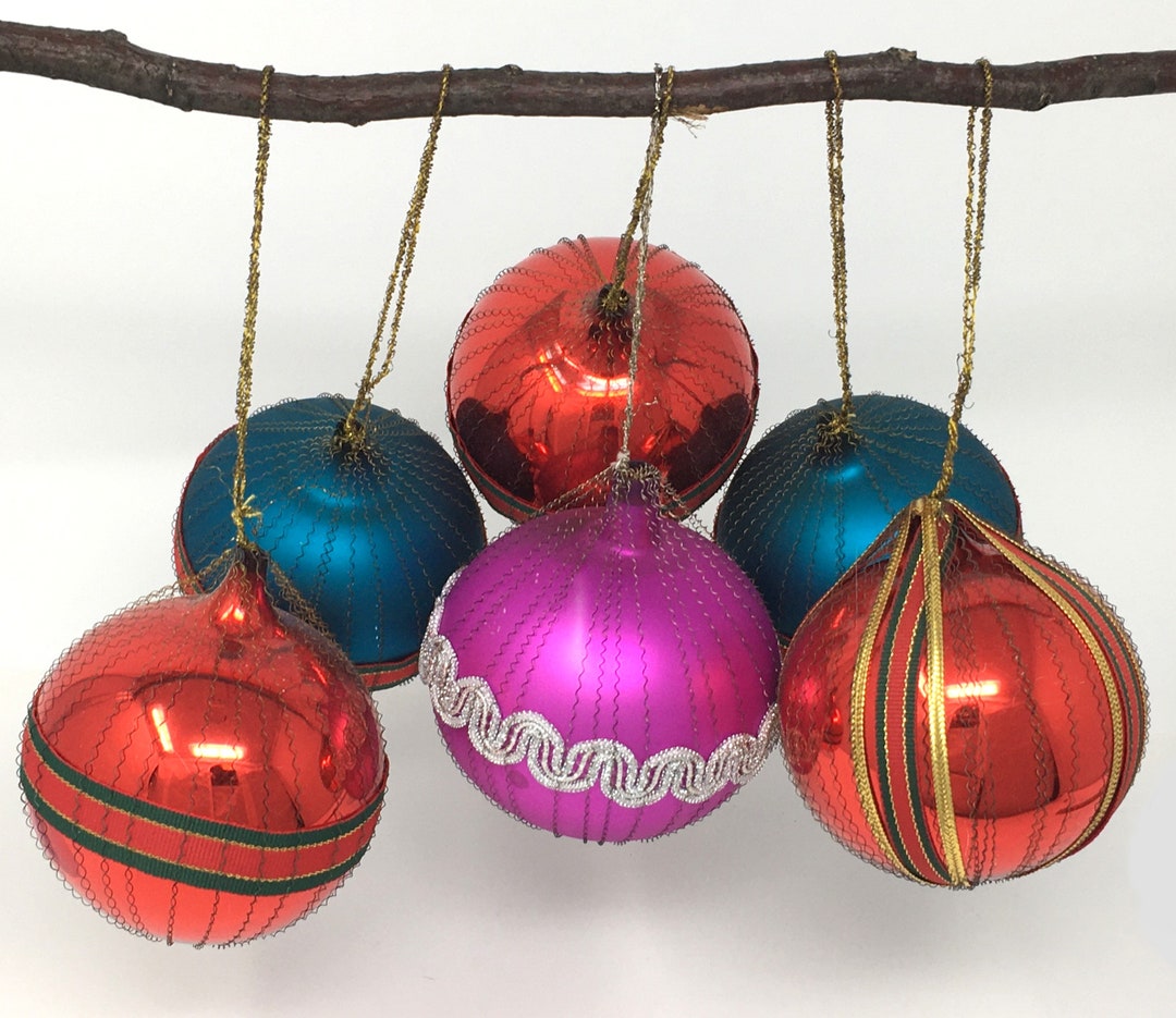 Lot De 6 Boules De Noël En Mousse Et Fil De Soie - Diamètre 6 Ou 8 Cm, Décorations Festives - 9