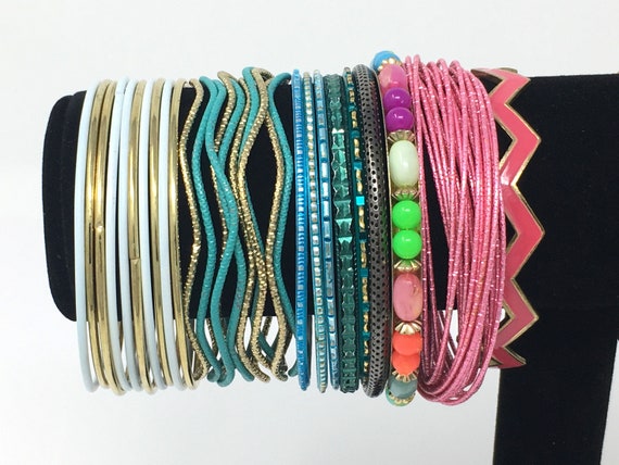60 vintage to mod bangles, stackable bracelet lot… - image 2