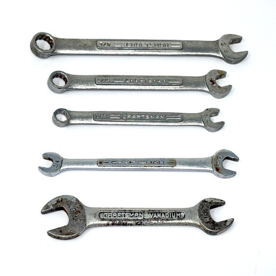 Vintage Craftsman Combination Wrench Lots: Made in USA V and VV series, SAE Hand Tools, Vanadium