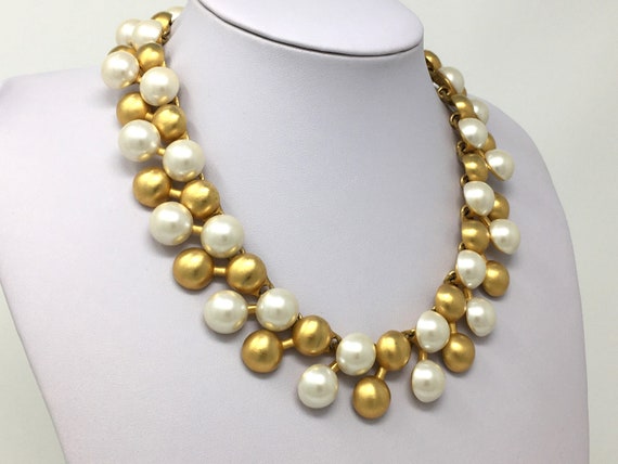 Vintage Anne Klein pearl link choker necklace, ch… - image 10