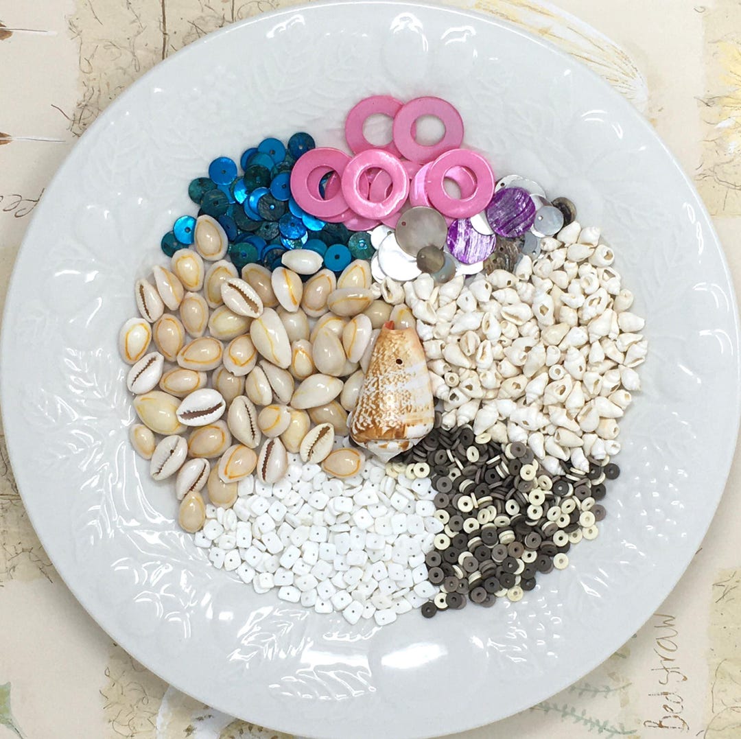 Seashell Bead Soup, Mixed Lot of Tiger Nassa Ringtop Cowrie Shells MOP ...