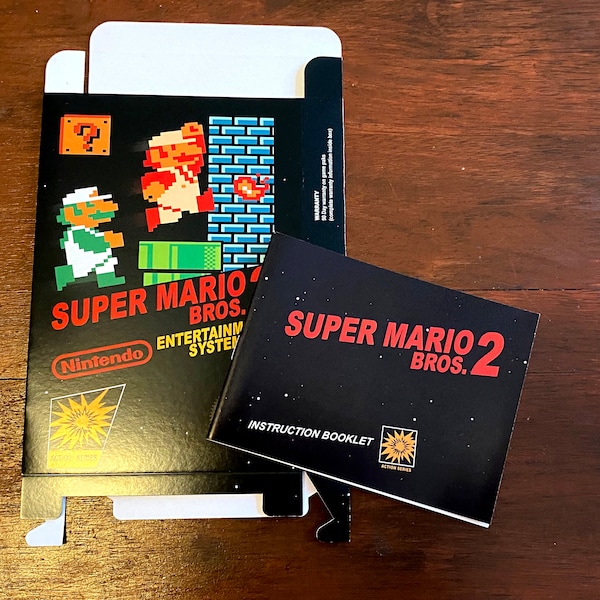Nintendo NES Super Mario Brothers 2 Japanese version Custom box and Manual combo