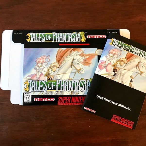 Super Nintendo SNES TALES of PHANTASIA Custom box and Manual combo
