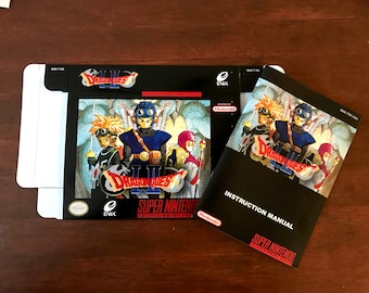 Super Nintendo SNES DRAGON QUEST 1 and 2 Custom box and Manual combo