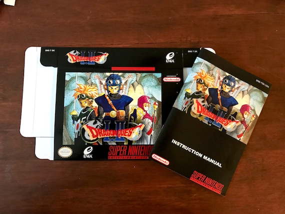 Super Nintendo SNES DRAGON QUEST 1 and 2 Custom box and Manual combo