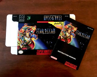Super Nintendo SNES the STAR OCEAN Custom box and Manual combo