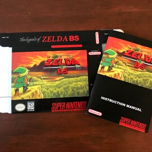 Super Nintendo SNES the LEGEND of ZELDA bs Custom box and Manual combo