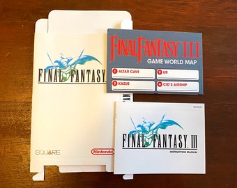 Nintendo NES Final Fantasy III 3 Aangepaste doos, handleiding en kaart combo