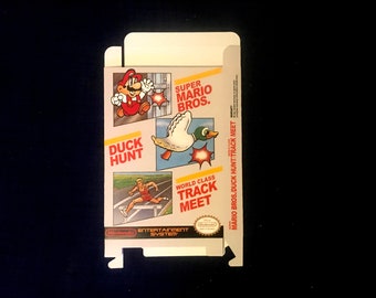 Nintendo NES Super Mario Brothers / Duck Hunt / World Class Track Incontra SOLO BOX personalizzati