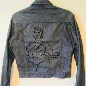 Hand Embroidered Vintage Sears Roebuck Jacket - Upcycled Strong Woman Design
