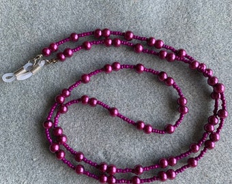 Glasses Chain spectacle cord Handmade Pearl Cadbury Purple Beads