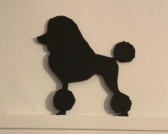 Handmade Poodle Door Topper, Black MDF Silhouette