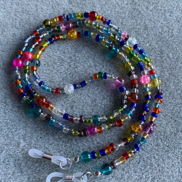 Glasses Chain spectacle cord Handmade Multi coloured Glass Seed Beads