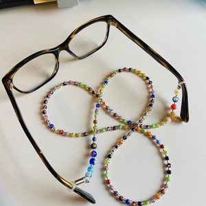 Glasses Spectacle Chain cord lanyard Handmade Multi coloured 4mm Millefiori Beads image 3