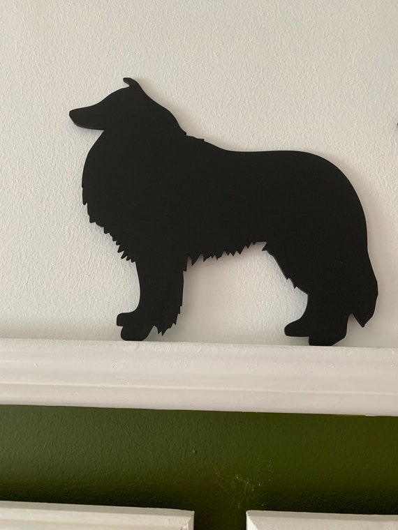 Handmade Rough Collie Door Topper, Black Silhouette
