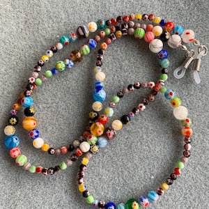 Glasses Spectacle Chain Handmade Multi coloured 8mm 6mm 4mm Millefiori Beads