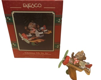 Vintage ENESCO 1991 "Christmas Fills the Air" Christmas Xmas Ornament Holiday Christmas Tree