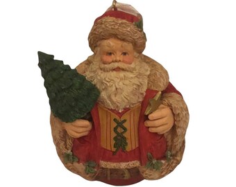 Vintage KEURMERK AANDENKEN '96 Evergreen Santa Special Edition Kerst ornament Xmas Santa Claus Vakantie Roly Poly Santa Ronde Ornament