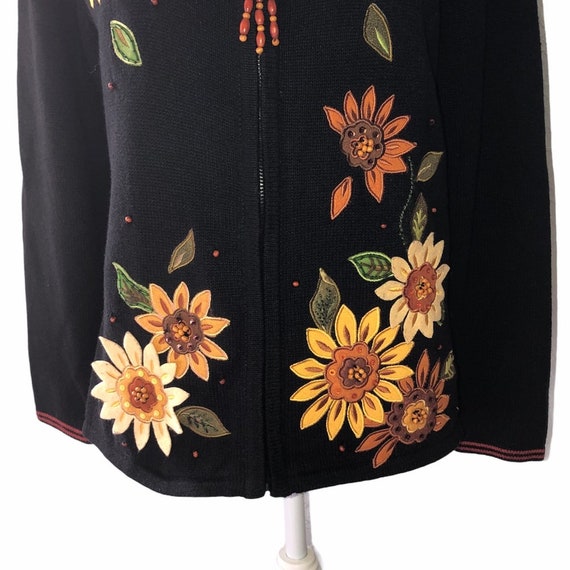 Vintage TIARA INT'L Sz S Fall Sunflower Sweater C… - image 3