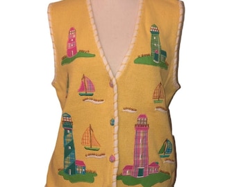 Vintage PBJ SPORT Sz L Yellow 