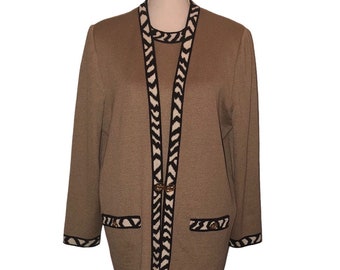 Vintage MITA Sz 1X Women's Plus Size Tan/Black/White Sweater Set Zebra Cardigan Animal Print Women's Clothing Vintage Clothing