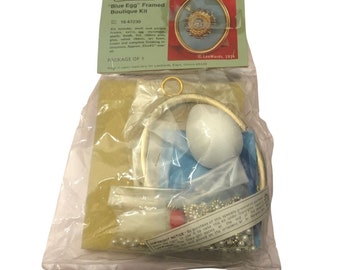 Vintage LEEWARDS "Blue Egg" 1974 Framed Boutique Kit 16-47239 Holiday Easter Egg Craft Kit