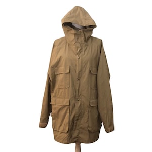 Vintage WOOLRICH Sz L #1527 Utility Windbreaker Lightweight Khaki Jacket Hooded Coat Women's
