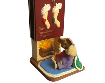 Vtg '98 Hallmark Keepsake "A Perfect Match" Couple Fireplace Christmas Ornament 1998 Stockings Vintage Xmas