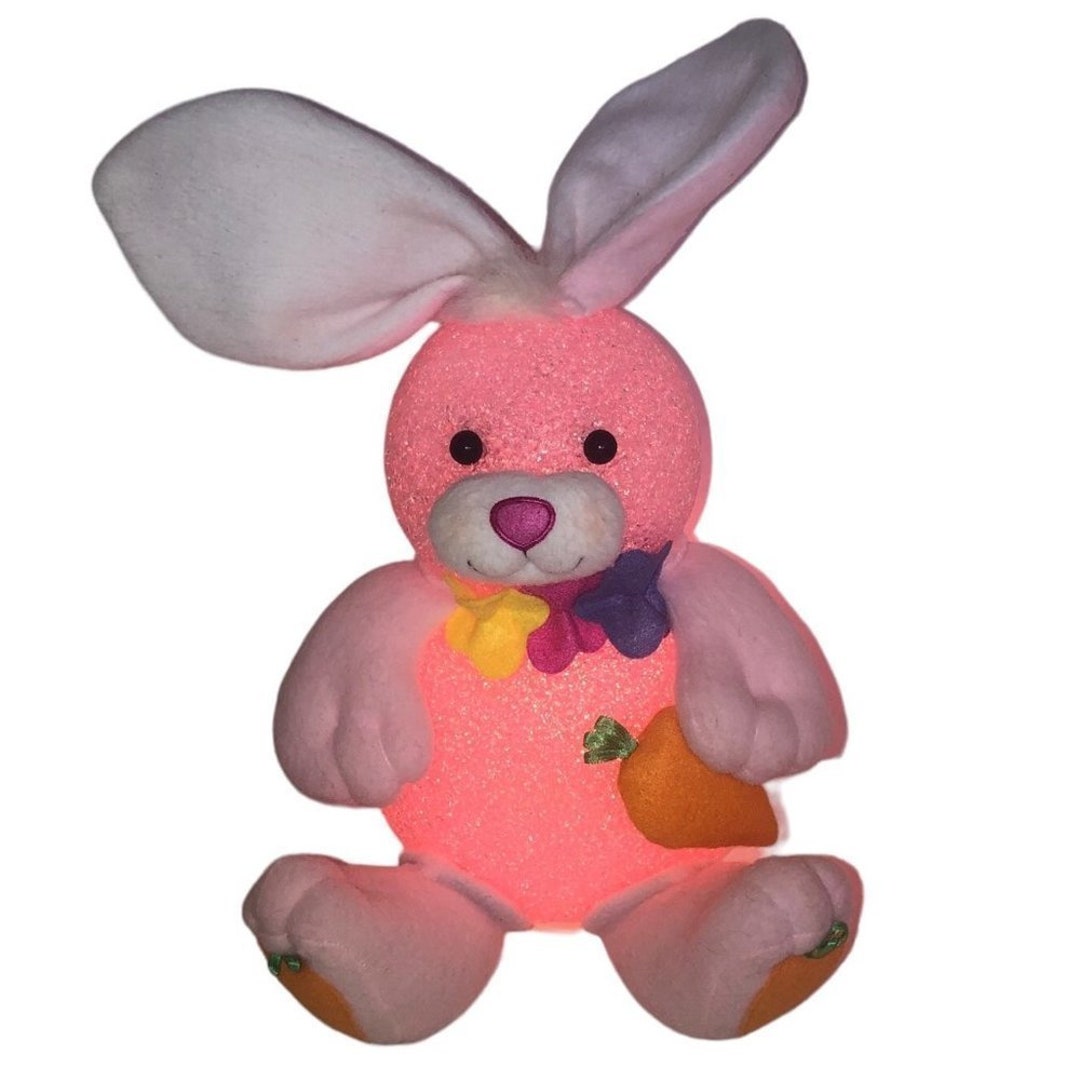 Trendmaster Rabbits VINTAGE TRENDMASTERS 2000 Light-up Melted Popcorn Pink Sitting Bunny ...