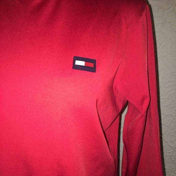 Vintage TOMMY HILFIGER Sz L Top Long Sleeve Red S… - image 3