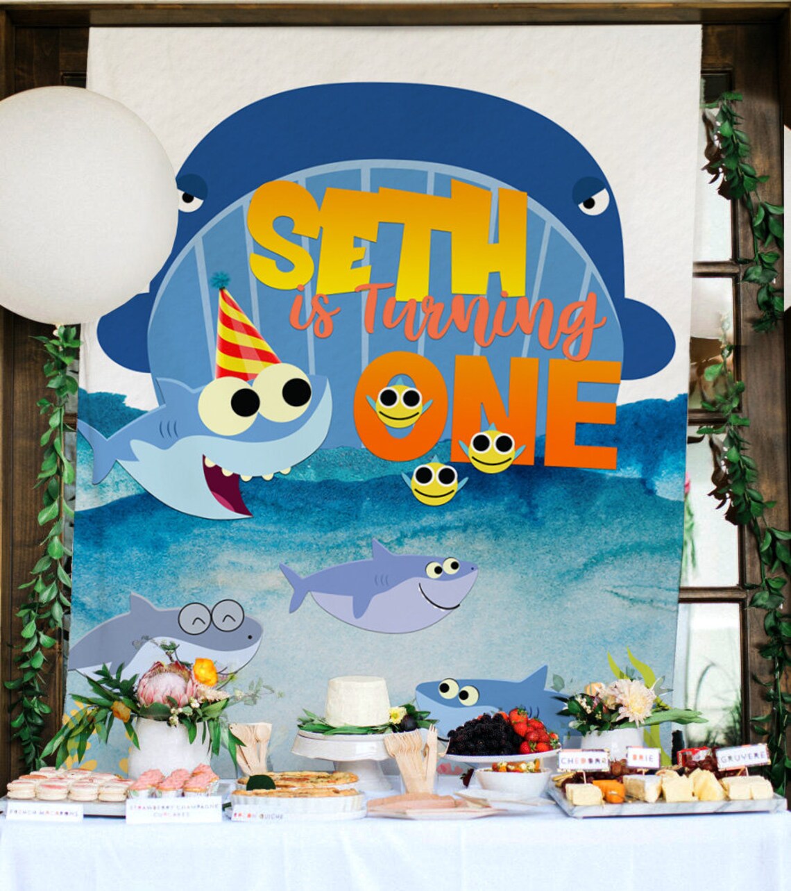 Baby Shark Party Backdrop Baby Shark Backdrop Baby Shark Etsy