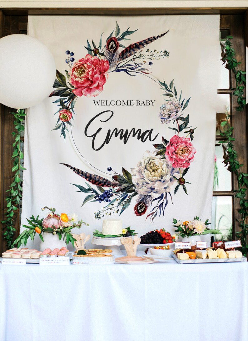 CUSTOM Backdrop Custom Baby Shower Backdrop Custom Printed Etsy