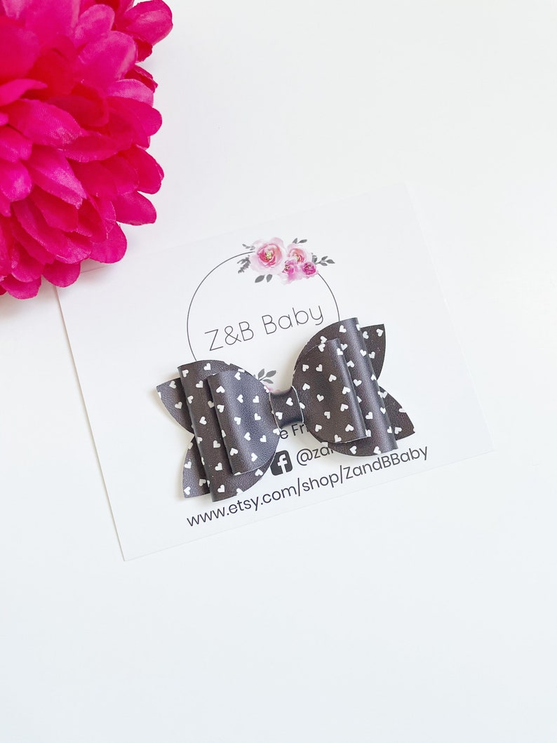 Faux Leather Valentine/'s Day Bow Toddler Hair Clip Handmade Hair Bow Nylon Headband Alligator Clip Baby Headband