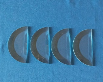 4 Piece Set of 4" Clear Beveled Glass Half Circles