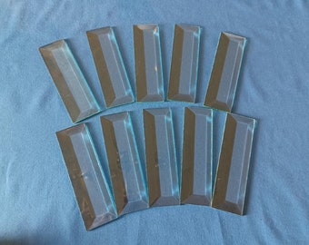 10 Pieces of Clear 1 1/2" X 5" Beveled Glass Rectangles