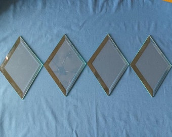 4 Piece Set of 6" X 9" Clear Beveled Glass Diamonds