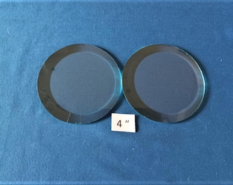 Two 4 Inch Clear Beveled Glass Circles With Flat Backs For Stained Glass Engraving Or Crafts