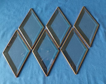 6 Piece Set Of 4" X 7" Clear Beveled Glass Diamonds (Foiled/Unfoiled)