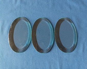 3 Piece Set of 3" By 5" Clear Beveled Glass Cameo Ovals